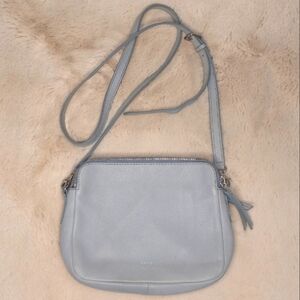 Fossil Pastel Icy Blue Pebbled Leather 2 Compartment Casual Adjustable Crossbody
